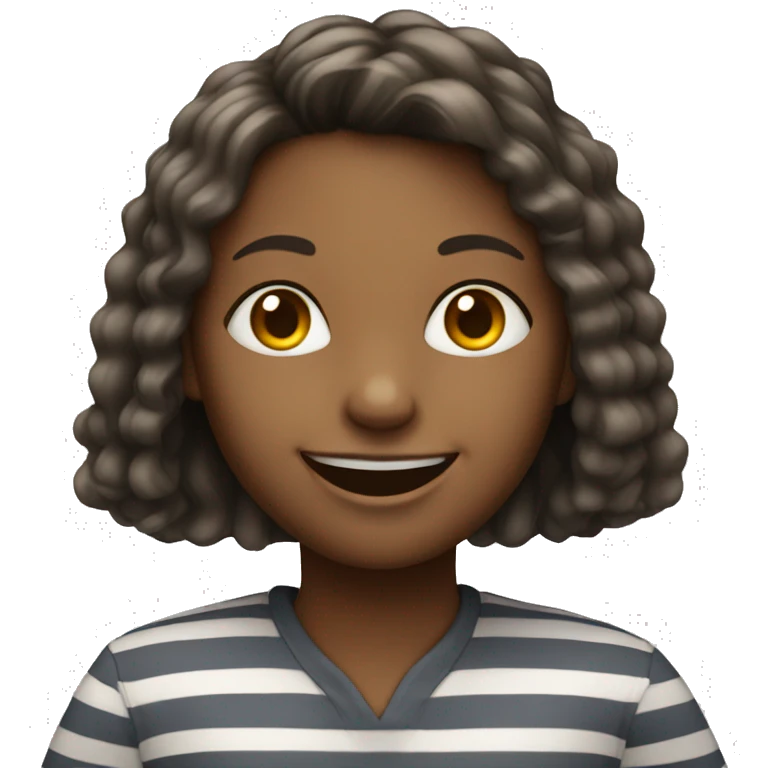 smiling girl in striped shirt emoji