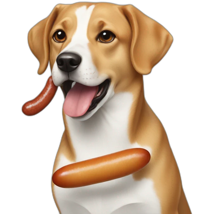 A dog swallow a sausage  emoji