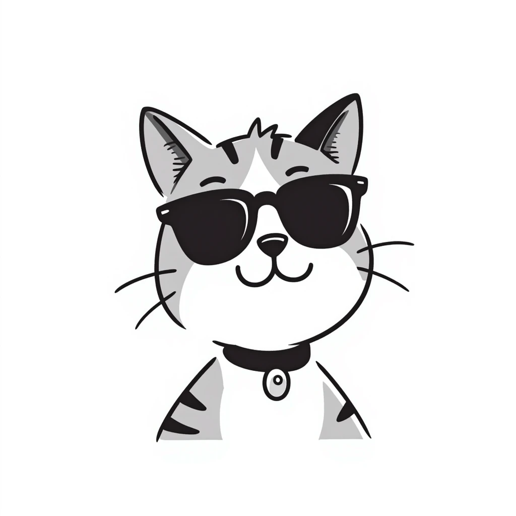 Cool cat wearing sunglasses, looking confident emoji