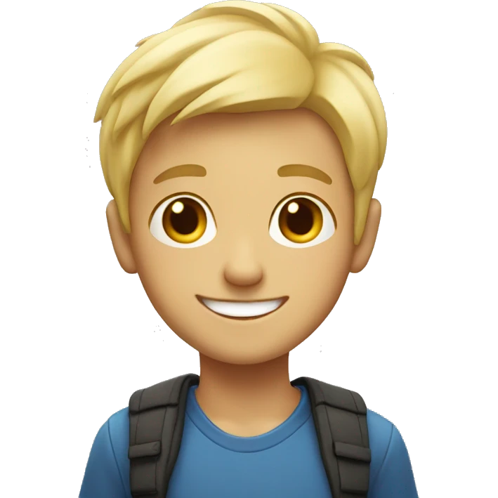 smiling blonde boy indoors emoji