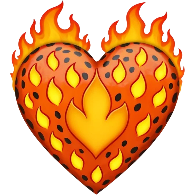 Heart with cheeta print and fire emoji