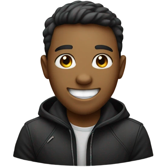 black jacket indoor portrait with gap in teeth emoji