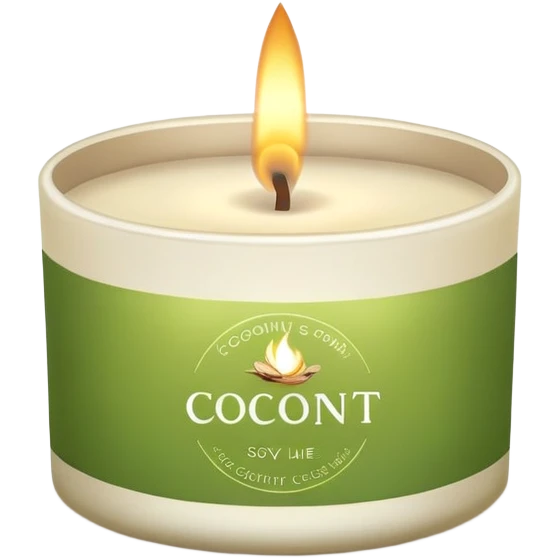 Pretty candle with a logo saying wax, coconut and lime soy wax candle ￼ emoji