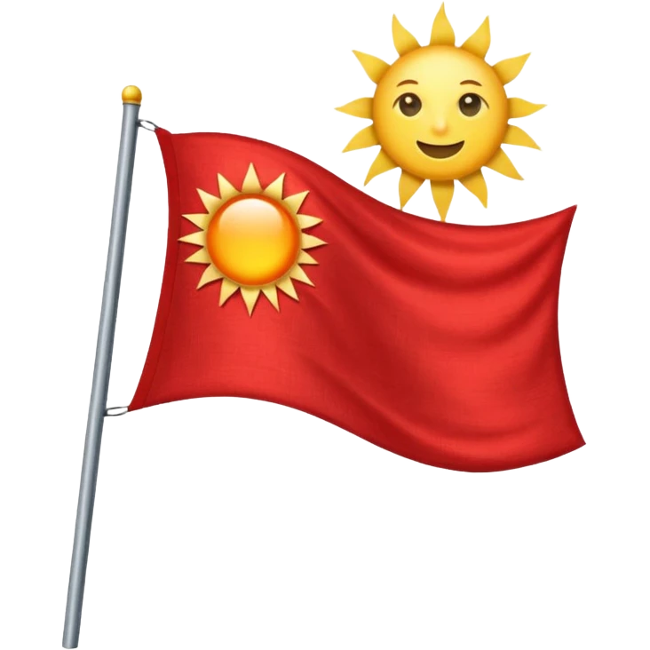Red flag northwest background is blue with sun emoji
