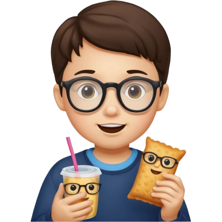 snack holding kid with glasses emoji