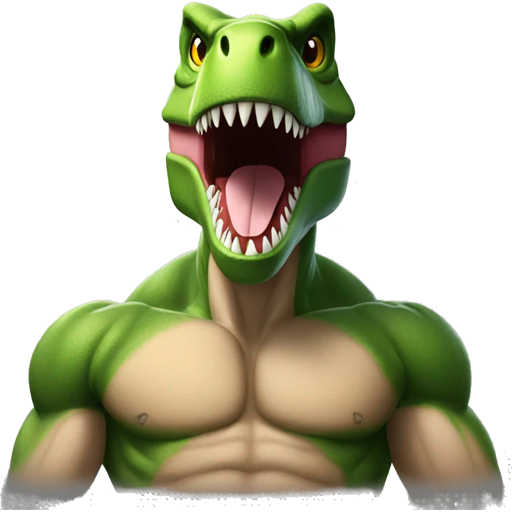 t-rex with muscles man arms biceps emoji
