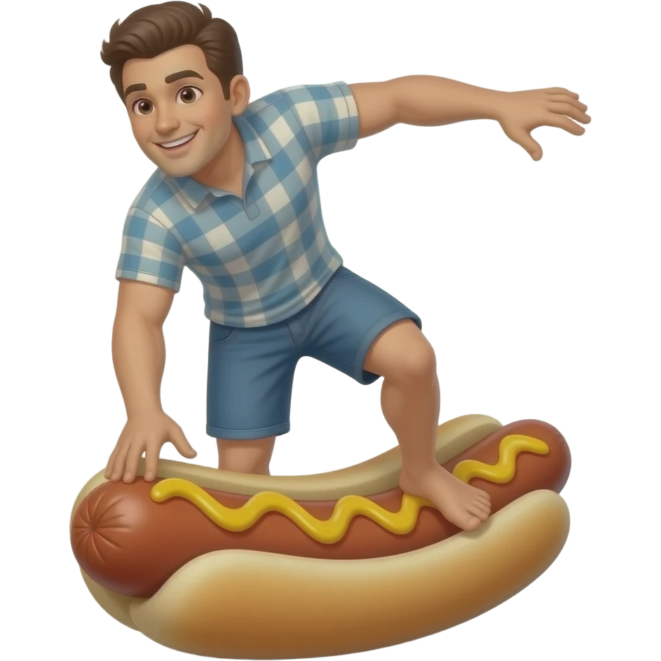 man surfing on hotdog emoji