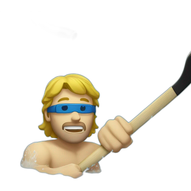 homme qui fait du hockey sous l'eau dans une piscine emoji