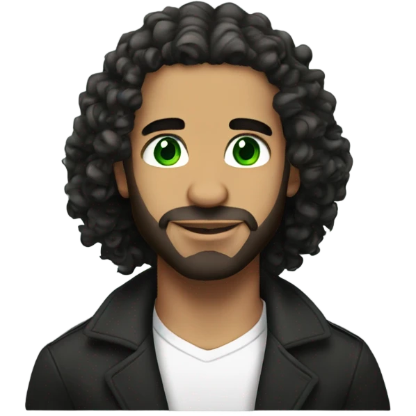 Drake with green eyes and long curly hair and no beard emoji