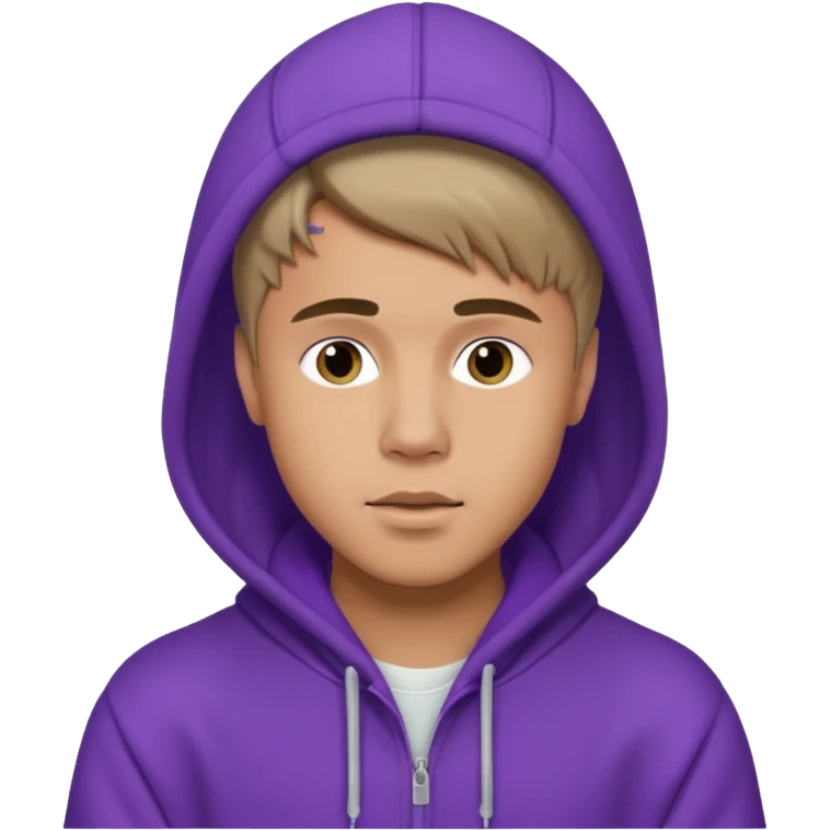justin bieber, wear purple hoodie emoji
