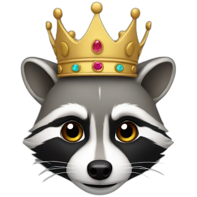 raccoon head with crown emoji