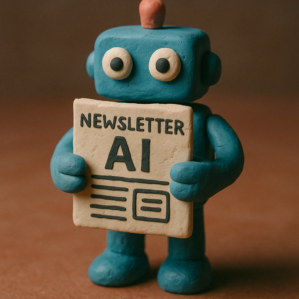 newsletter about AI, clay robot holding a newsletter emoji