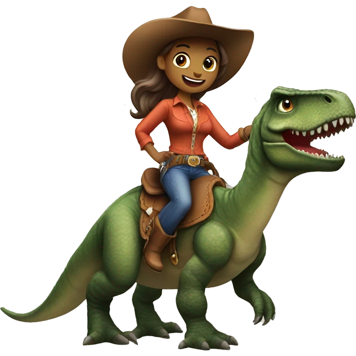 Cowgirl riding a dinosaur  emoji