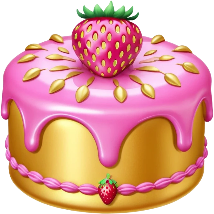 gold rococo pink inflatable puffy strawberry cake emoji