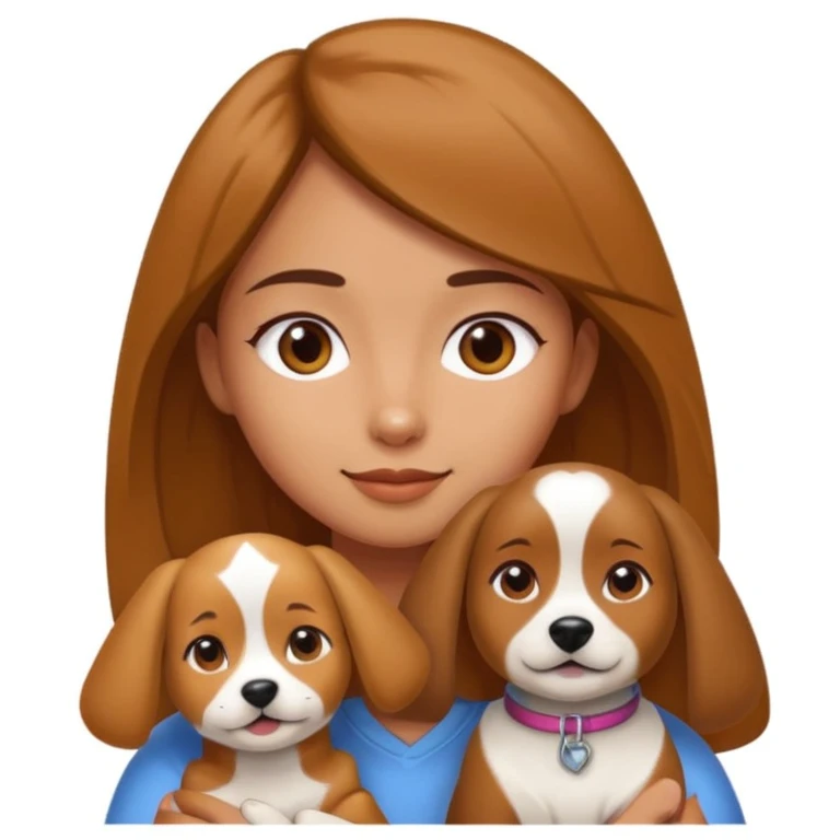 girl and dog posing cute emoji