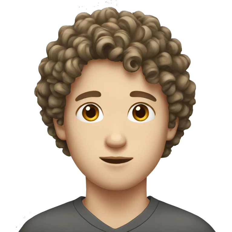 young white European guy with curly black hairs emoji