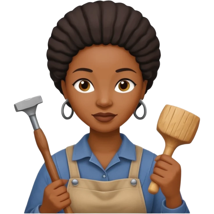 Wood Carving Craftsman black woman emoji