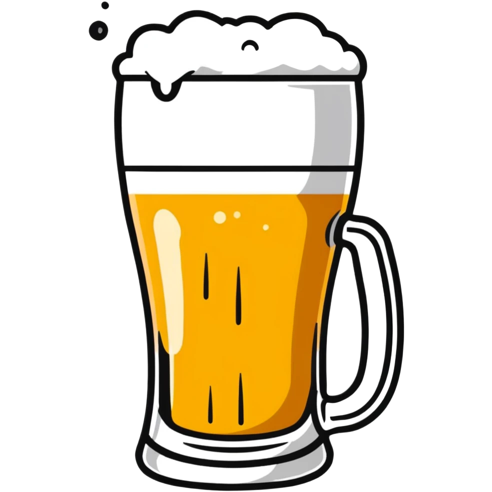 A refreshing glass of cold beer with bubbles and foam emoji