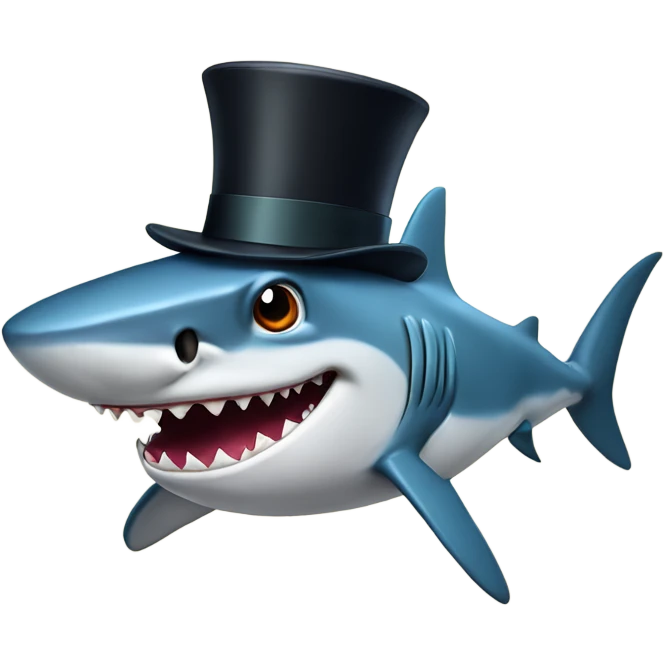 Shark with a top hat emoji