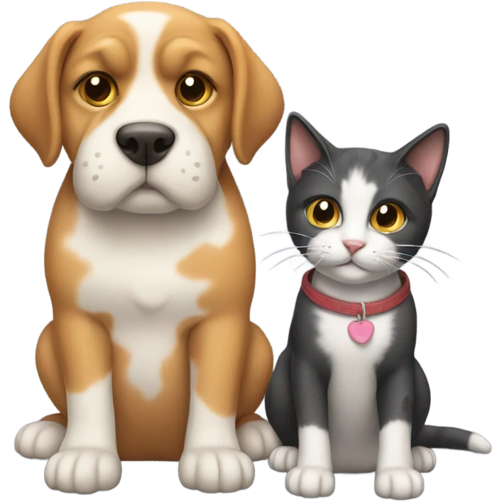 Cat with a dog by side it emoji