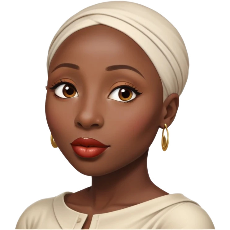 Cynthia erivo Alluring african woman wide nose bald head big glossy lips emoji