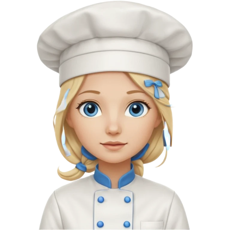 Long Blonde hair blue eyed female chef emoji