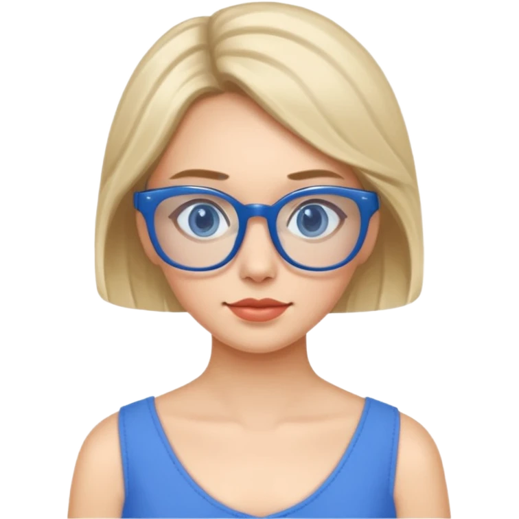 blue glasses and blue dressed woman emoji