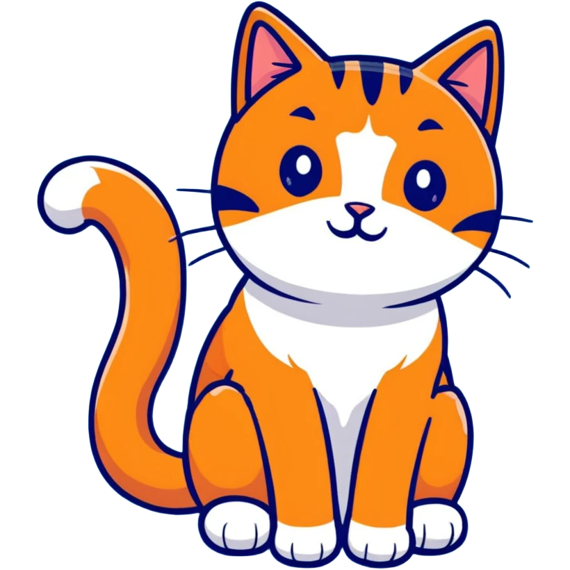 cute orange cat sitting, full body view emoji