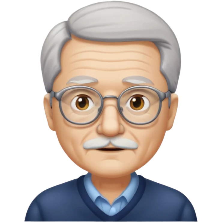 old man white neutral face with eyewear without moustache emoji