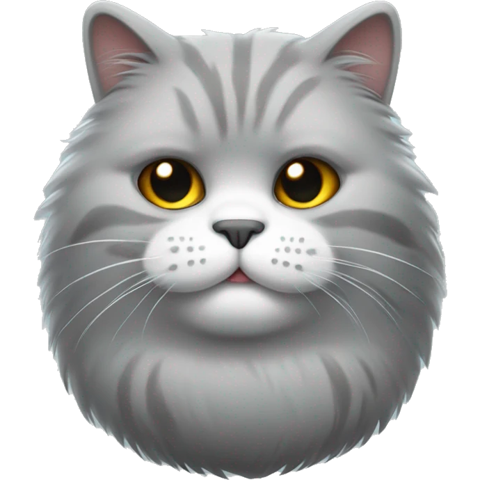 Grey fluffly fat cat emoji