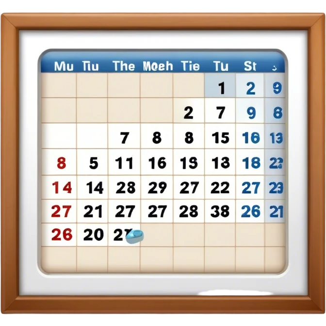 A calendar with dates, months, and years, used to track time emoji