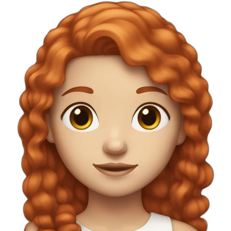 A girl with tall,  red hair, brown eyes And white skin  emoji