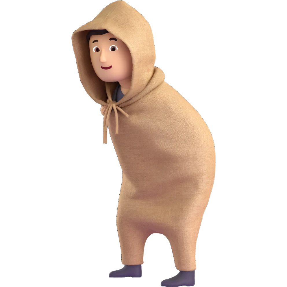 man with burlap sack over head full body emoji