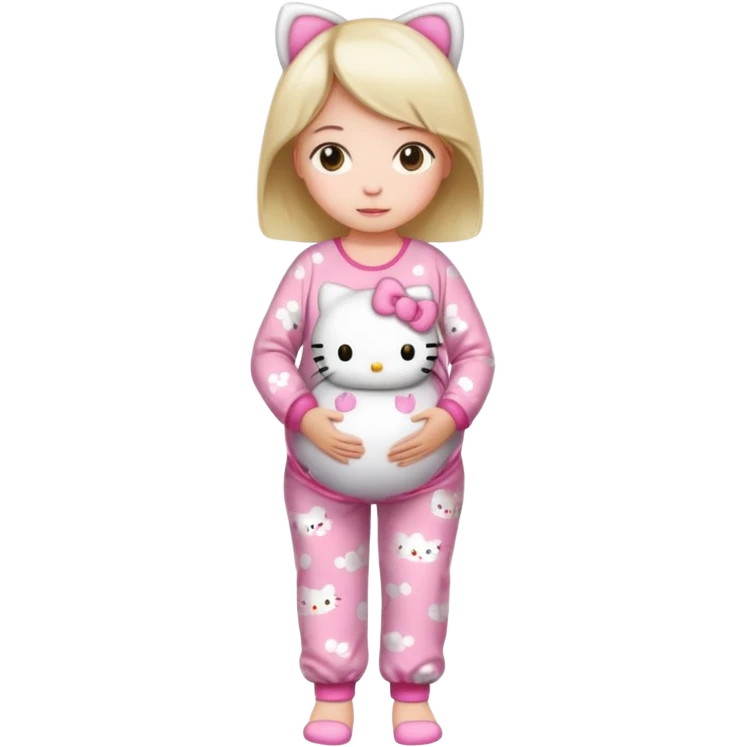беременная девушка в полный рост в пижаме hello kitti emoji