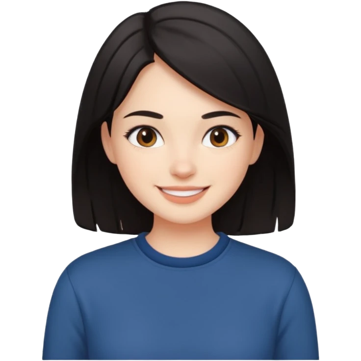 Dark-haired girl posting on instagram emoji