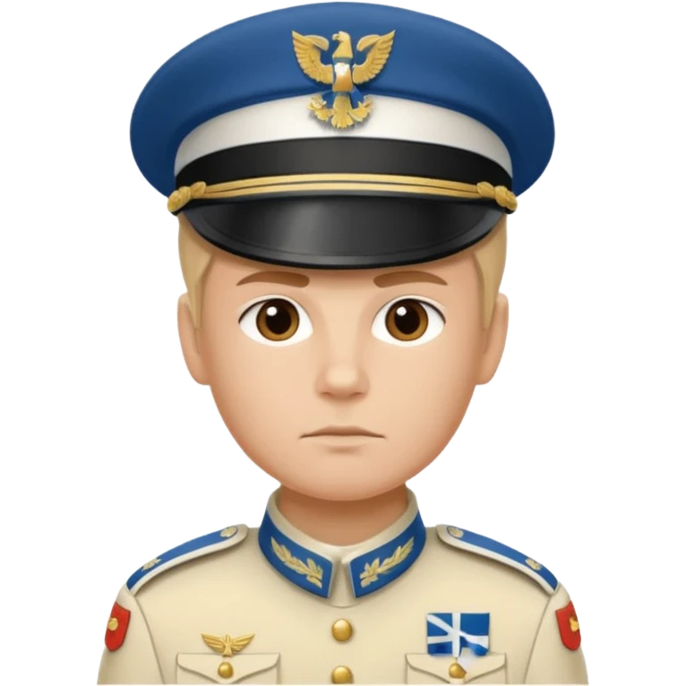 a serious realistic Finnish soldier in a white military uniform emoji