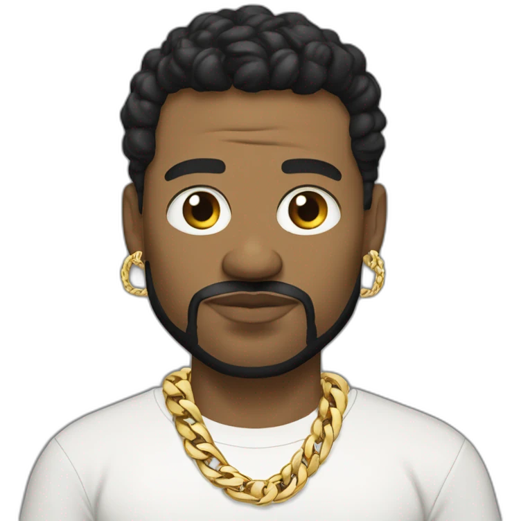 Russian strong thug light skinned wearing gold chain with black hair and short beard, wearing designer fendi tshirt emoji