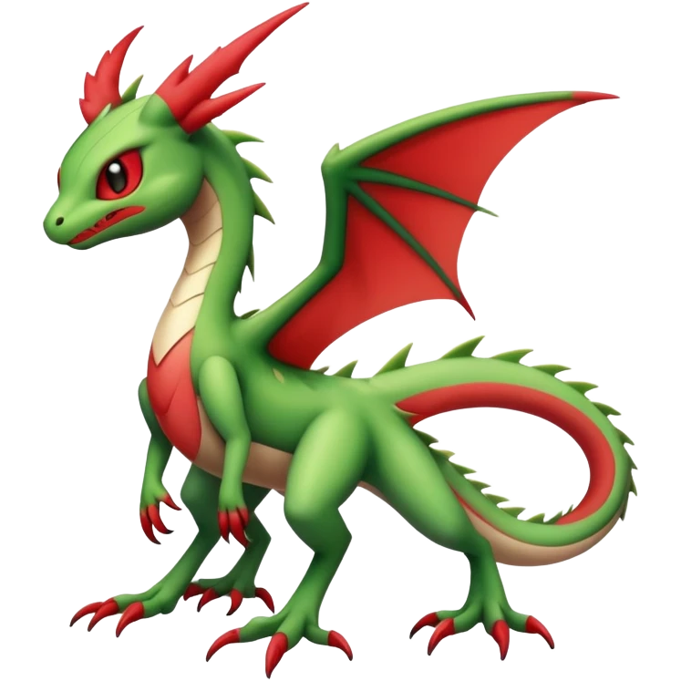 Cool Edgy Green Red ethereal badass punky Vernid-Trico-Flygon-animal-creature full body emoji
