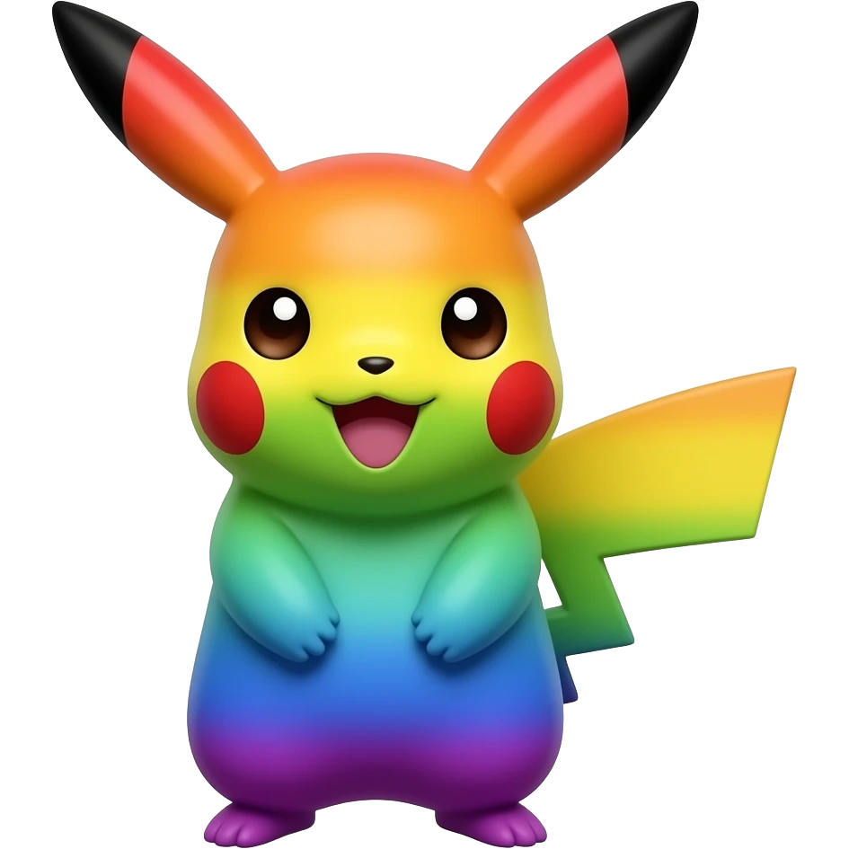 Pikachu with rainbow skin emoji