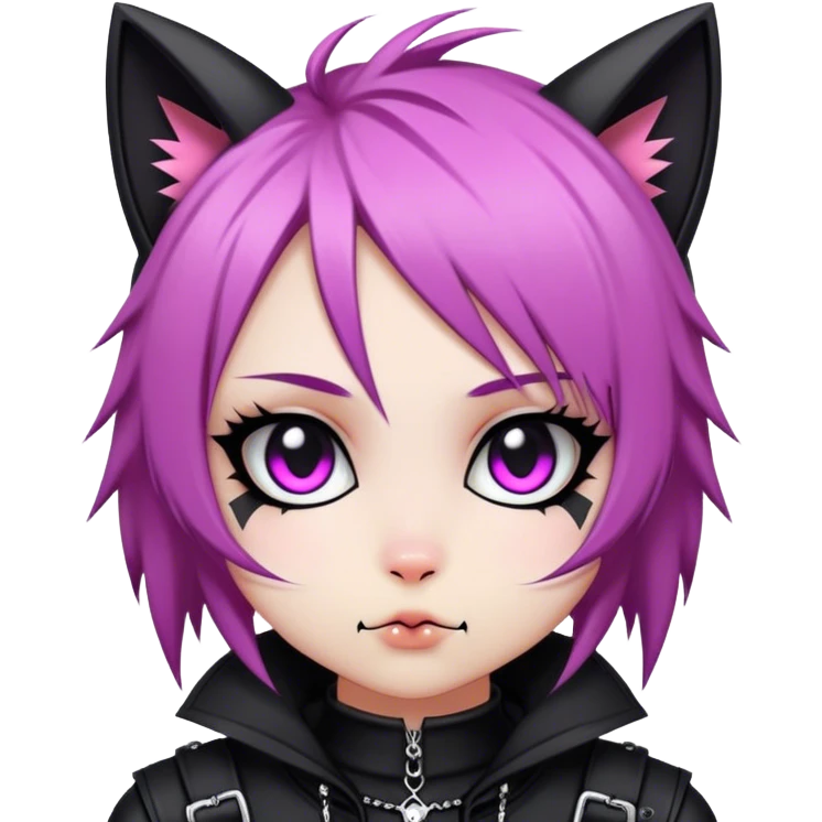 Edgy Kawaii Cute Cool Cartoon Anime Punk Techwear Gothic Catgirl emoji