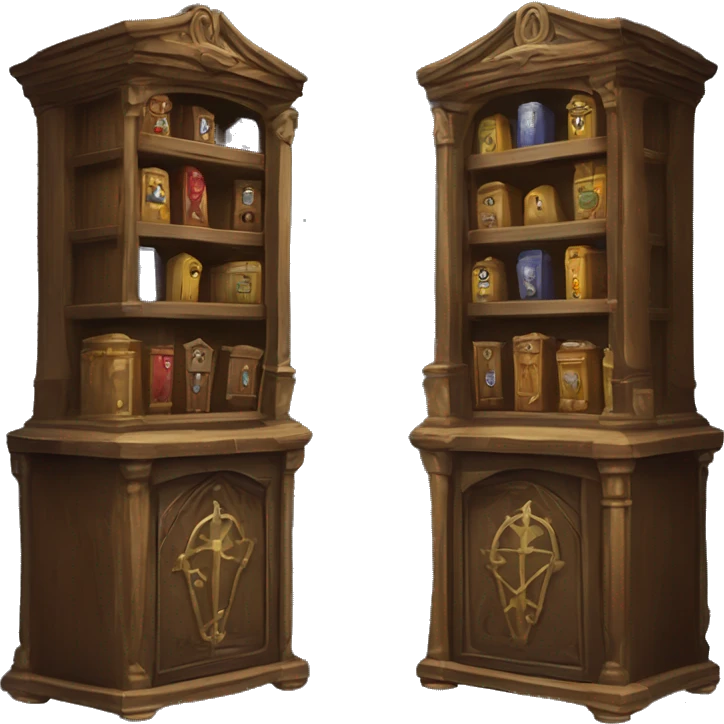 The Vanishing Cabinet: A pair of ornate cabinets linked magically, allowing for instantaneous travel between locations. One is located in Borgin and Burkes, and the other is in Hogwarts emoji