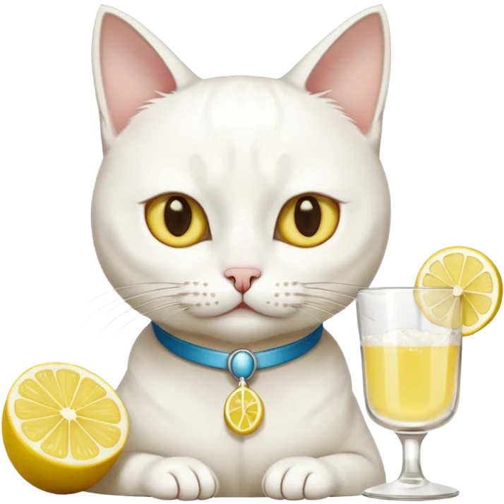 White Cat drinking tequila  With lemon and salt  emoji