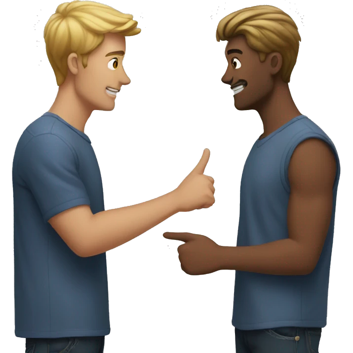 one guy facing and pointing another guy emoji