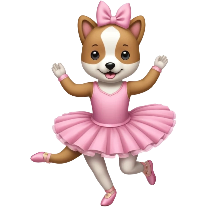 Perro vestido de bailarina corriendo tomando café  emoji