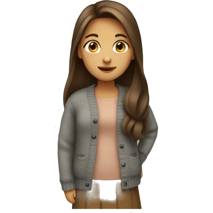 Girl with long brown hair, cardigan  emoji