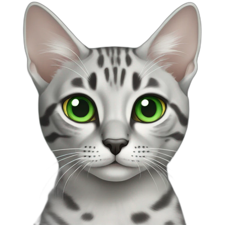 Egyptian Mau cat with green eyes emoji