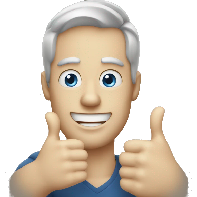 A man with thumbs up blue eyes emoji