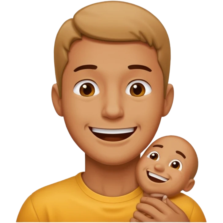 male choking himself with a smile on his face emoji