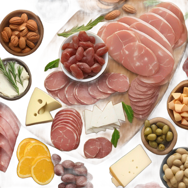 Charcuterie board on a wooden platter  emoji