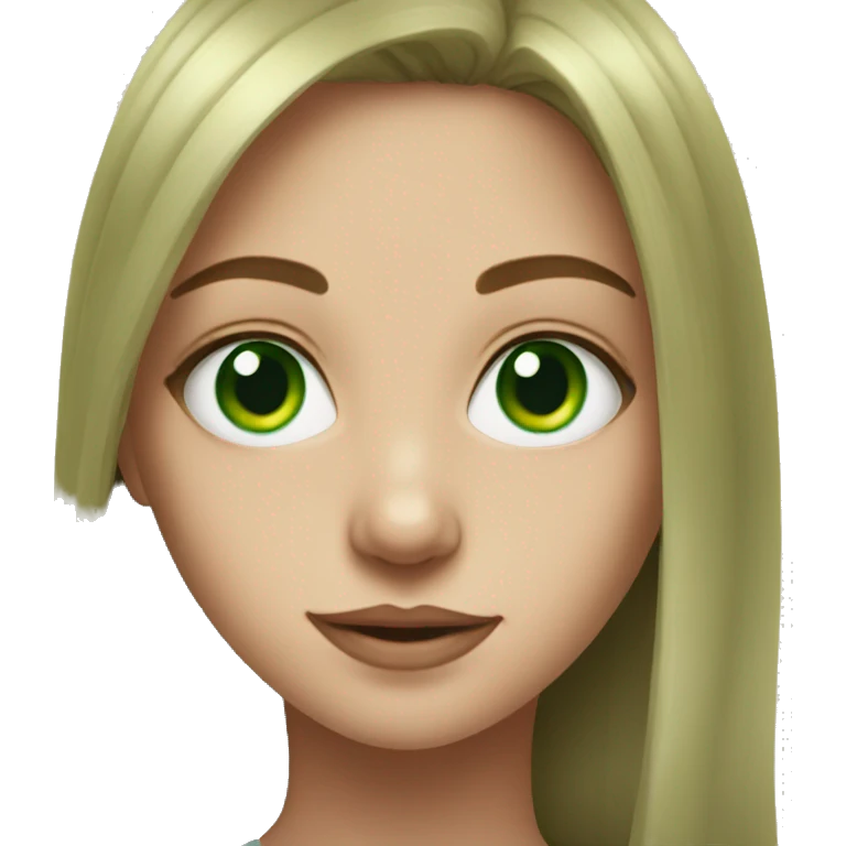 realistic portrait of a girl with green eyes emoji